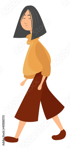 Woman with grey hair, illustration, vector on a white background.