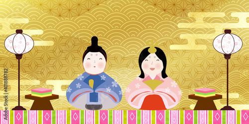 ひな祭り　人形　春　背景