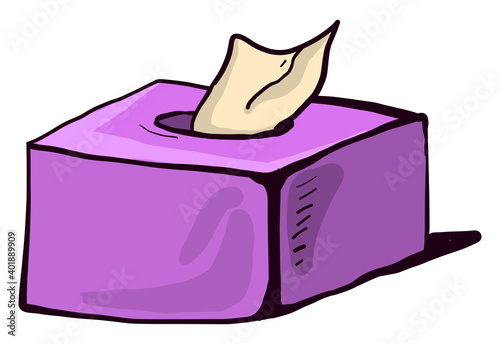 Violet napkin box, illustration, vector on a white background.