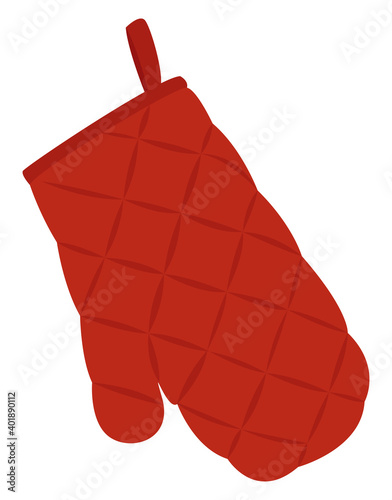 Red kitchen mitten, illustration, vector on a white background.