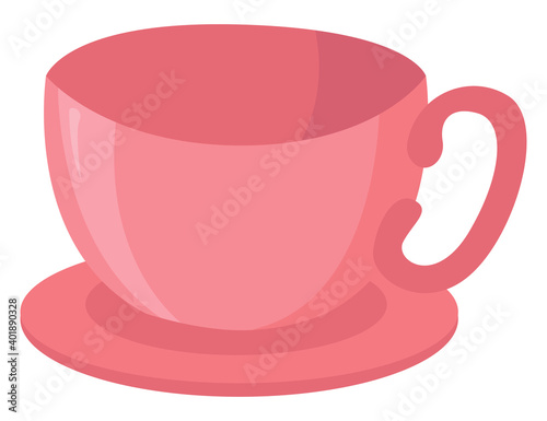 Pink tea cup, illustration, vector on a white background.