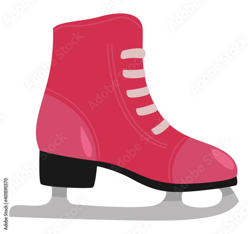 Pink ice skates, illustration, vector on a white background.