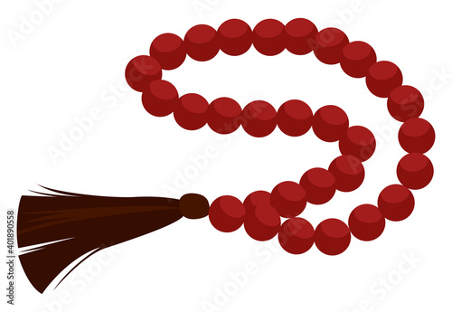 Prayer beads, illustration, vector on a white background.