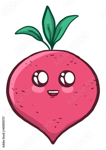 Cute baby radish, illustration, vector on a white background.