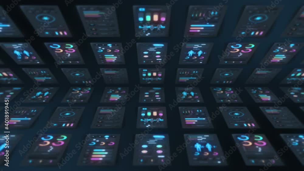 Hi tech panel of medical application on dark background. Medical and health concept. UI, UX, GUI mobile screens modern infographic. Loop animation. Hi tech panel of medical application on dark background. Medical and health concept. UI, UX, GUI mobile screens modern infographic. Loop animation.