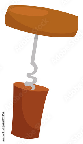 Wine bottle stopper, illustration, vector on a white background.