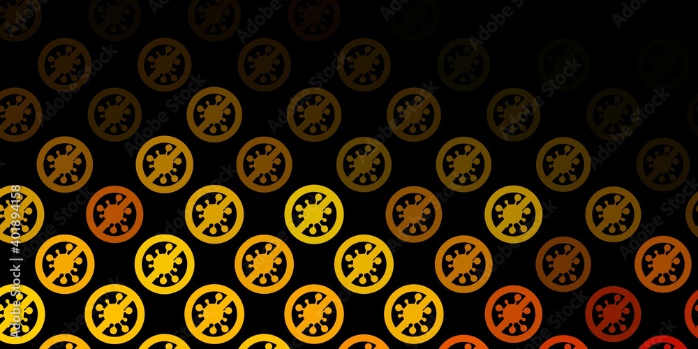 Dark Green, Yellow vector backdrop with virus symbols.