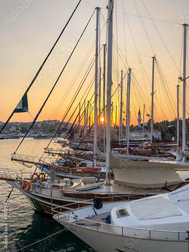 Sunset through the Masts 