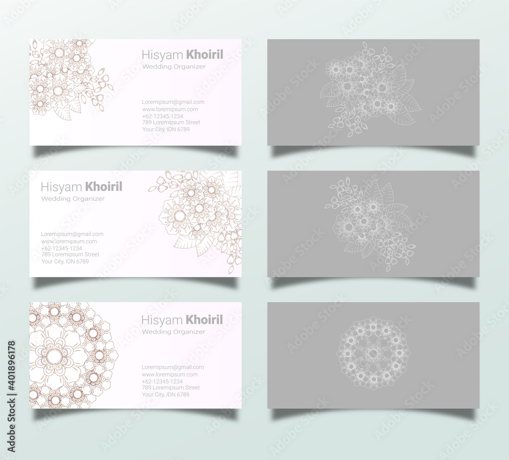 Mehndi flower wedding invitation card set