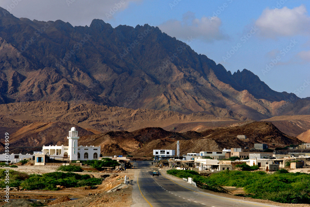 Naklejka premium Vilarejo em Bir Ali. Iemen