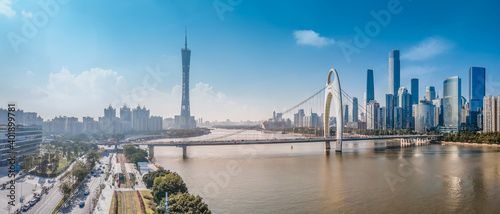 Aerial photography of the skyline of modern urban architectural landscape in Guangzhou, China.. photo