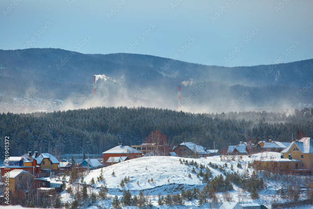 Typical South Ural village in winter