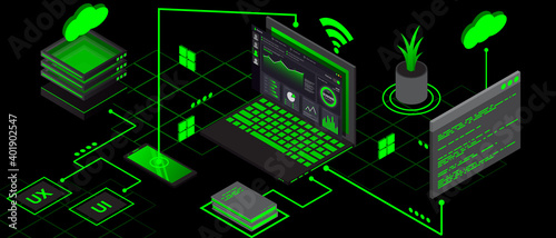 Internet of things (IOT) banner. Everything connectivity device concept network, anywhere, anytime, anybody and any business with internet.