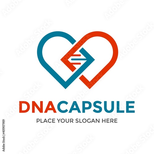 DNA capsule vector logo template. This design use genetic symbol. Suitable for health and medical.