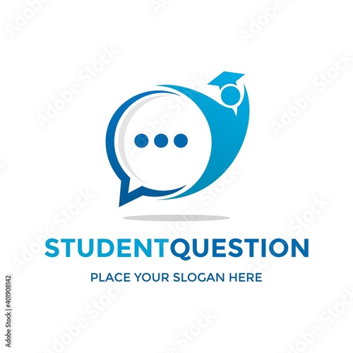 Student question vector logo template. This design use hat or cap symbol. Suitable for education.