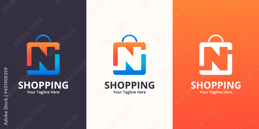 Initial N Shop Logo designs Template. Illustration vector graphic of ...