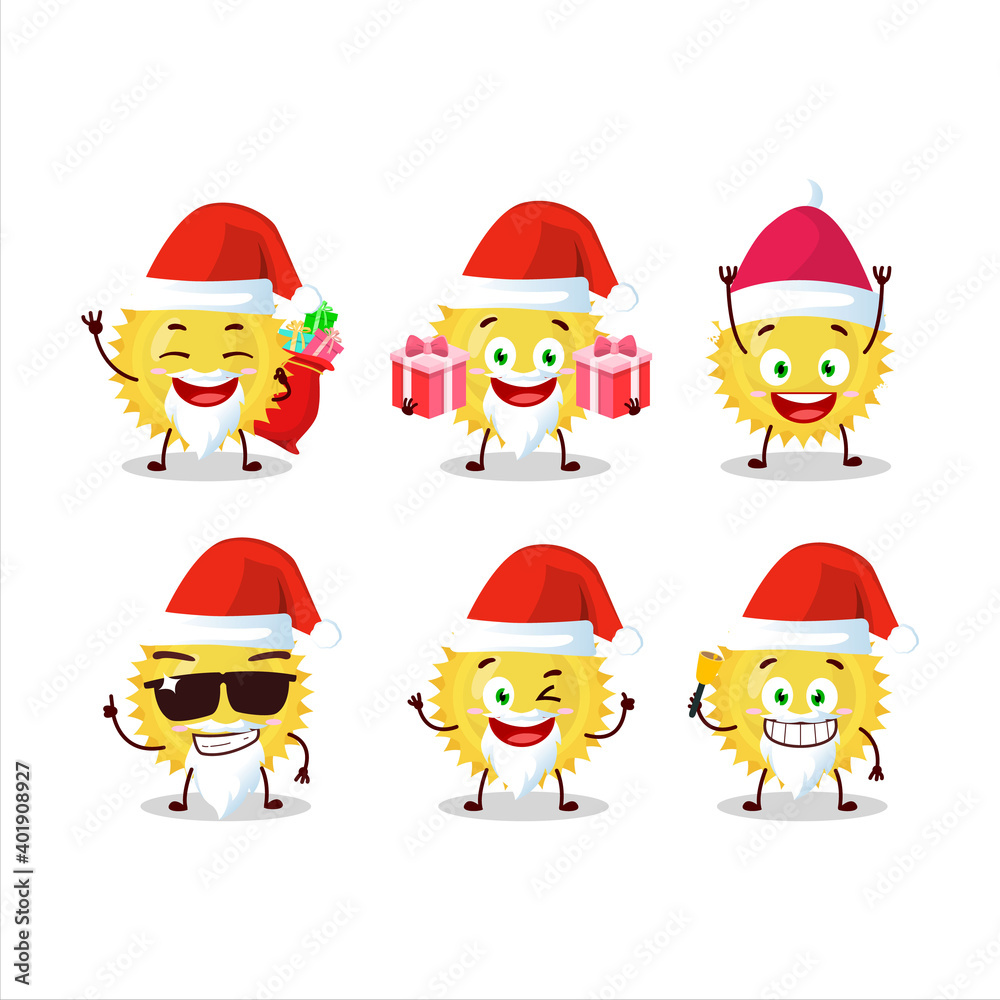 Santa Claus emoticons with bright sun cartoon character Santa Claus emoticons with bright sun cartoon character
