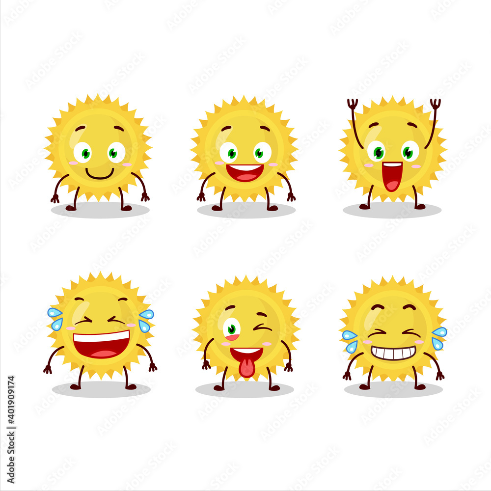 Cartoon character of bright sun with smile expression