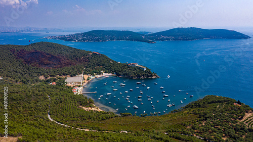 The magnificent view of Heybeli Island, surrounded by the Marmara Sea on all four sides, under the open sky, combines with the impressive view of the Boats.