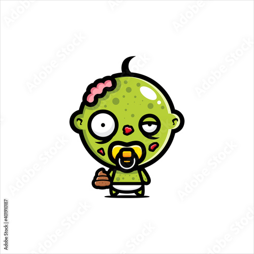 cute zombie baby character vector design