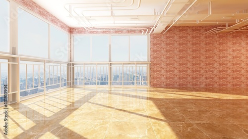 3d rendering of empty space in a building