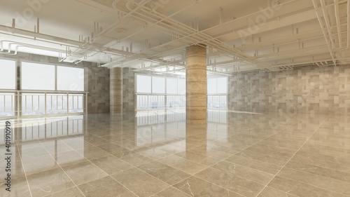 3d rendering of empty space in a building