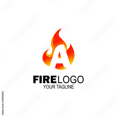 initial Letter A fire logo design. fire company logos, oil companies, mining companies, fire logos, marketing, corporate business logos. icon. vector