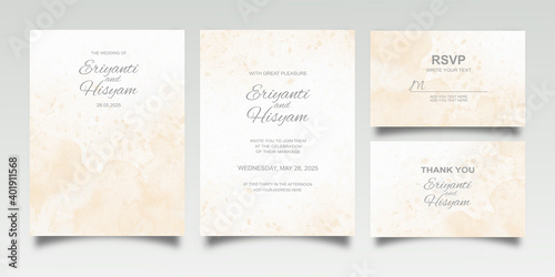 Watercolor wedding invitation card set