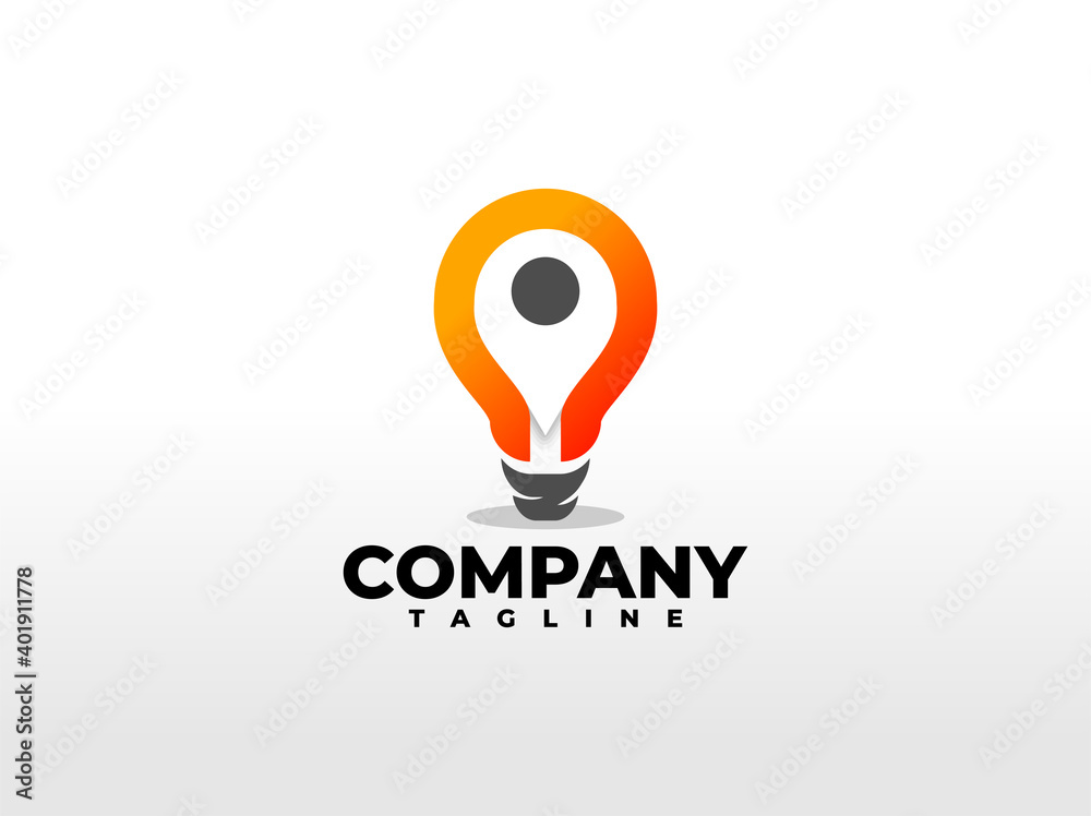 combination of pin location icon and light bulb with a gradient color. modern logo template. combination of pin location icon and light bulb with a gradient color. modern logo template.