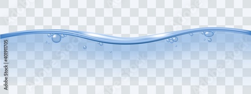 Realistic surface of water with transparent air bubbles a vector illustration