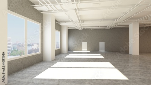 3d rendering of empty space in a building