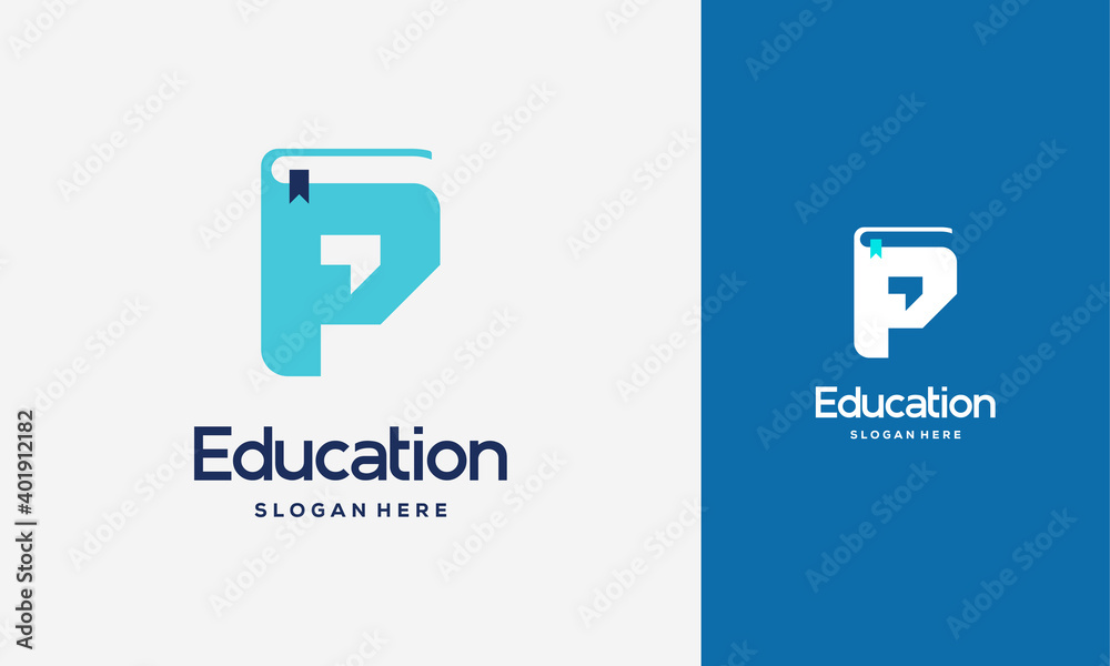 Vetor de Flat Initial P Book Logo Design Concept Vector Illustration ...