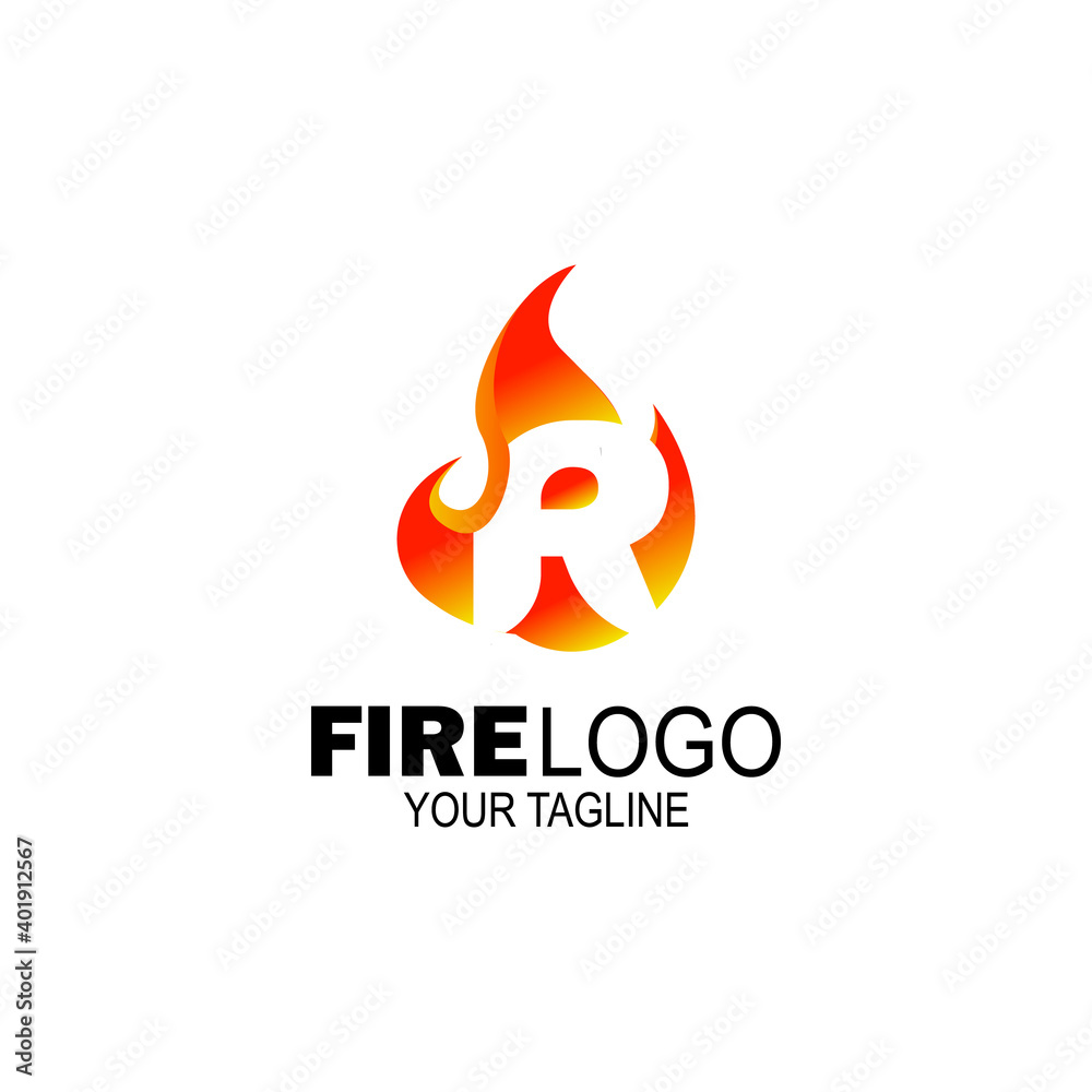 initial Letter R fire logo design. fire company logos, oil companies, mining companies, fire logos, marketing, corporate business logos. icon. vector
