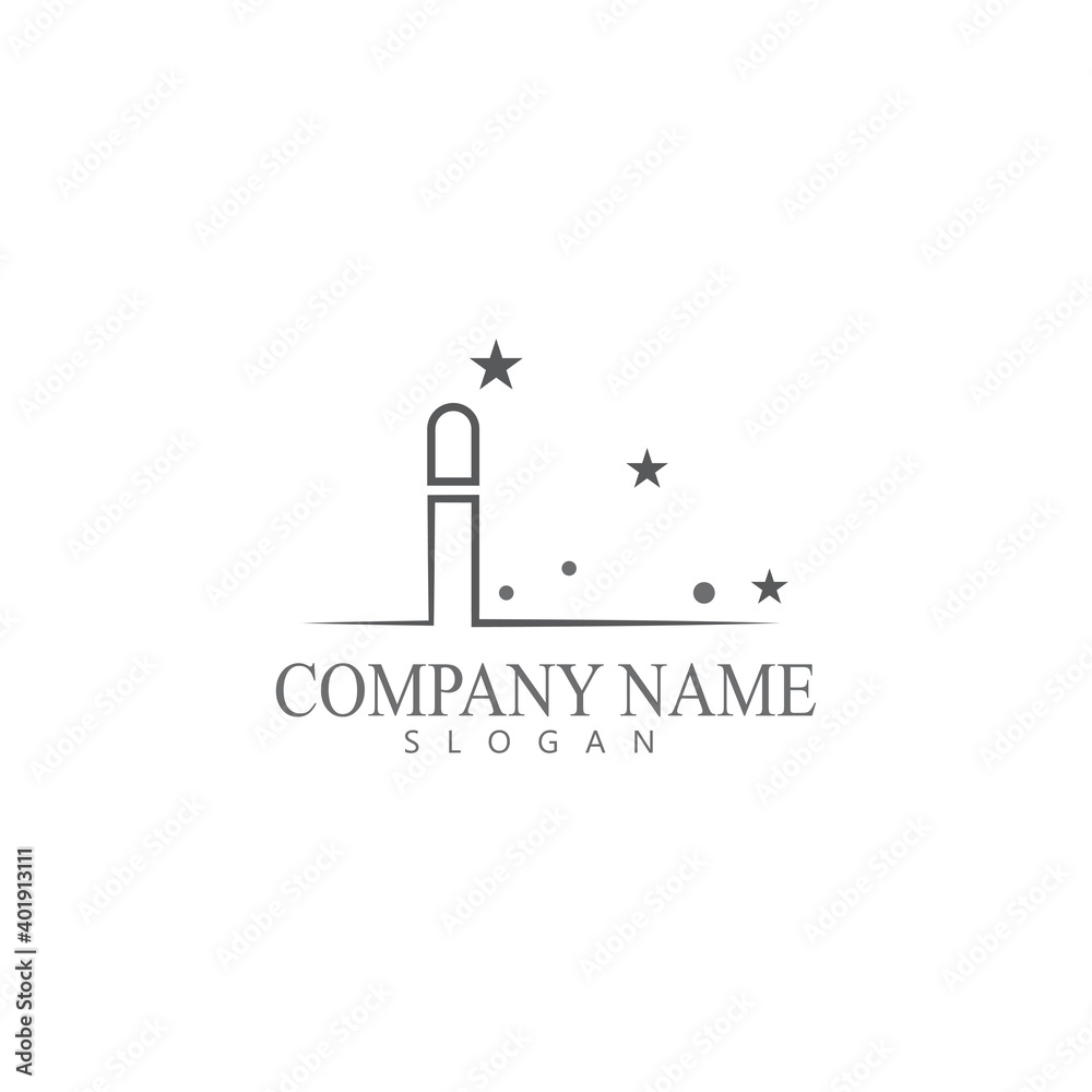 Obraz premium Wand magic stick Logo Template vector symbol