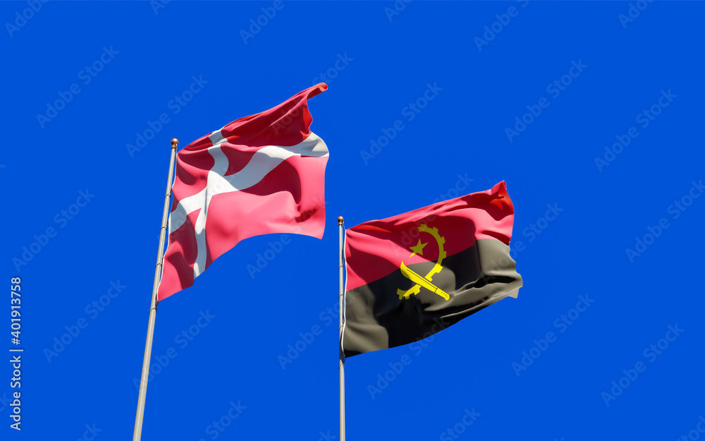 Flags of Denmark and Angola. Flags of Denmark and Angola.