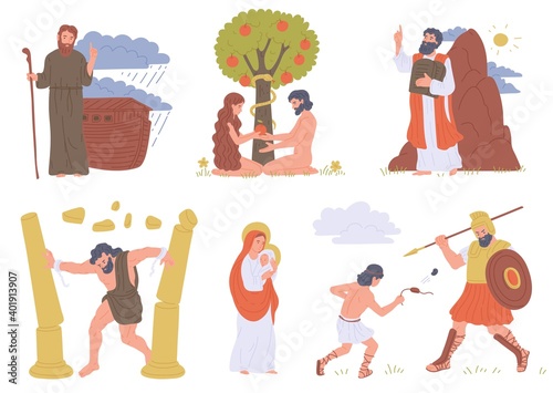 Christian bible characters, legendary people from biblical religious stories