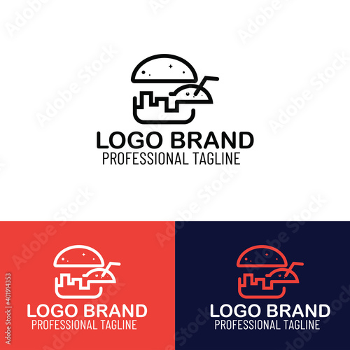 Vector logo chef tea burgers. . Illustration vector, eps10.