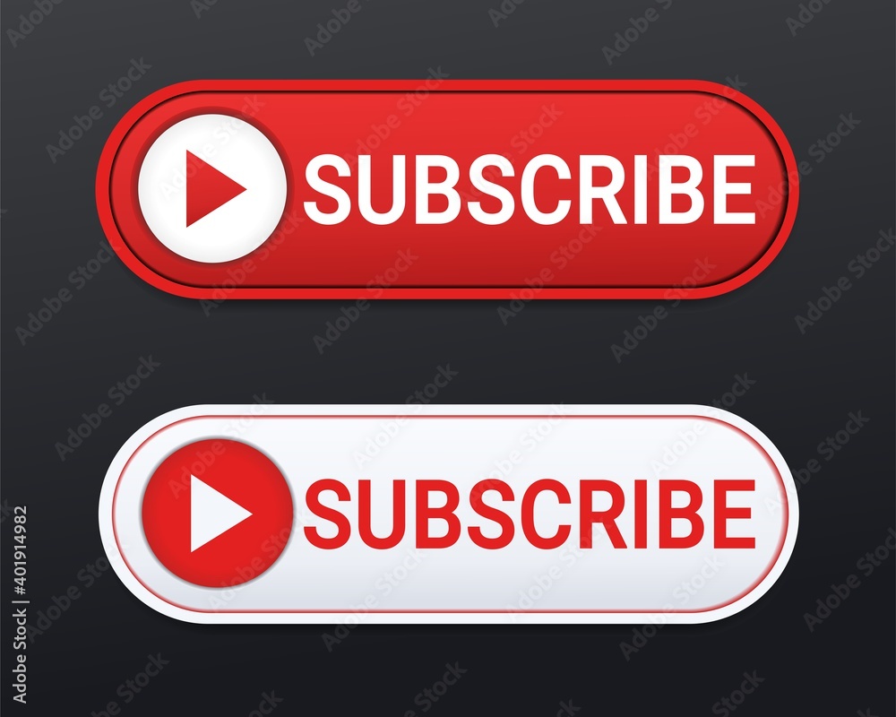 Subscribe button. Subscribe pictogram. Red and white subscribe button to channel, blog. Illustration vector Subscribe button. Subscribe pictogram. Red and white subscribe button to channel, blog. Illustration vector