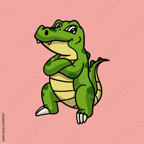 cartoon animal design cool crocodile cute mascot logo