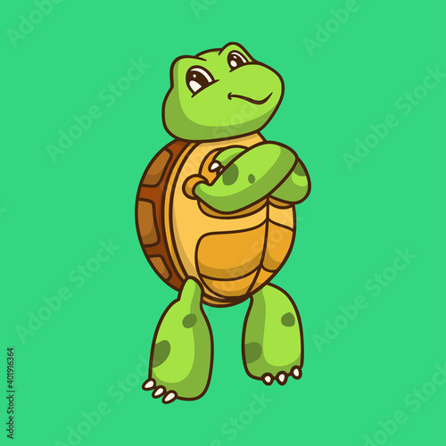 cartoon animal design cool tortoise cute mascot logo