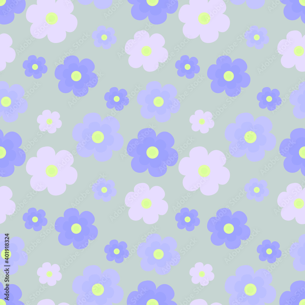 vector seamless pattern with flowers on a gray background vector seamless pattern with flowers on a gray background
