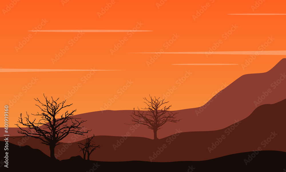 Amazing twilight silhouette in the afternoon. City vector