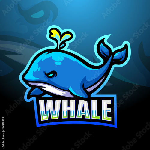 Whale mascot esport logo design