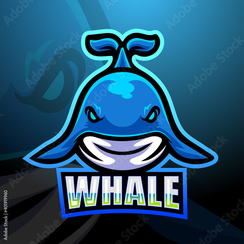 Whale mascot esport logo design