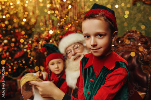 kids elves with santa