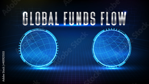 abstract background of stock market global funds flow and world globe