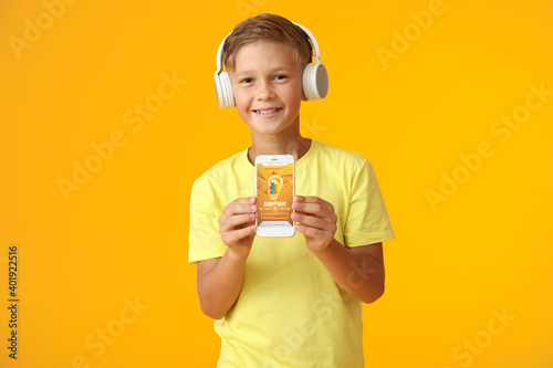 Little boy with mobile phon...