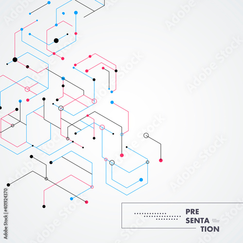 Vector design template. Communication concept. Abstract tech design with hexagon
