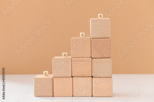 Cubes with word GOAL on sta...