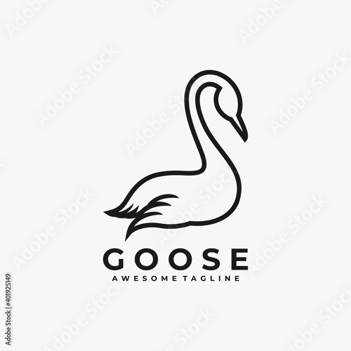 Goose line art logo design vector
